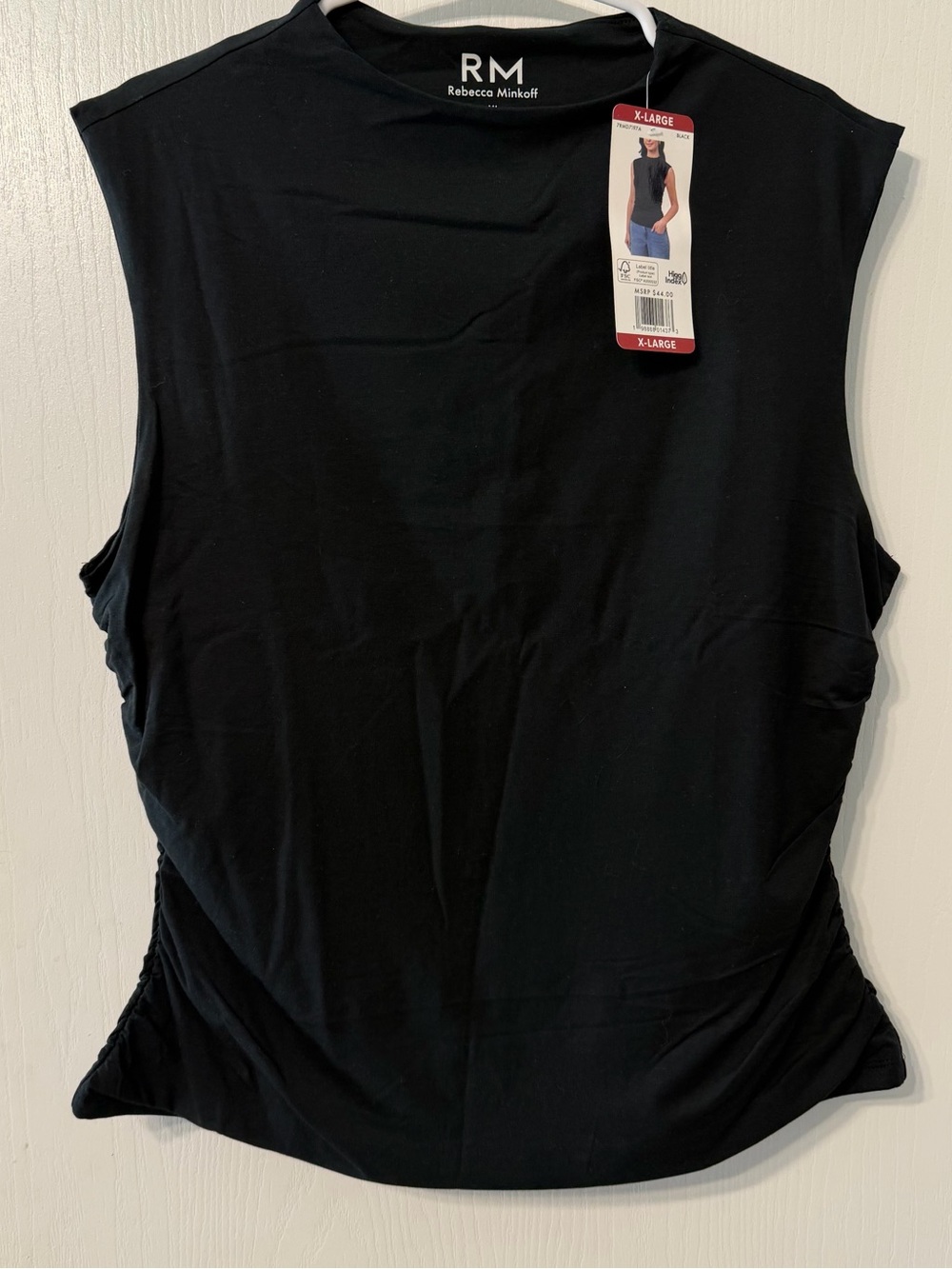 Rebecca Minkoff Black Sleeveless Tank with Side Ruching